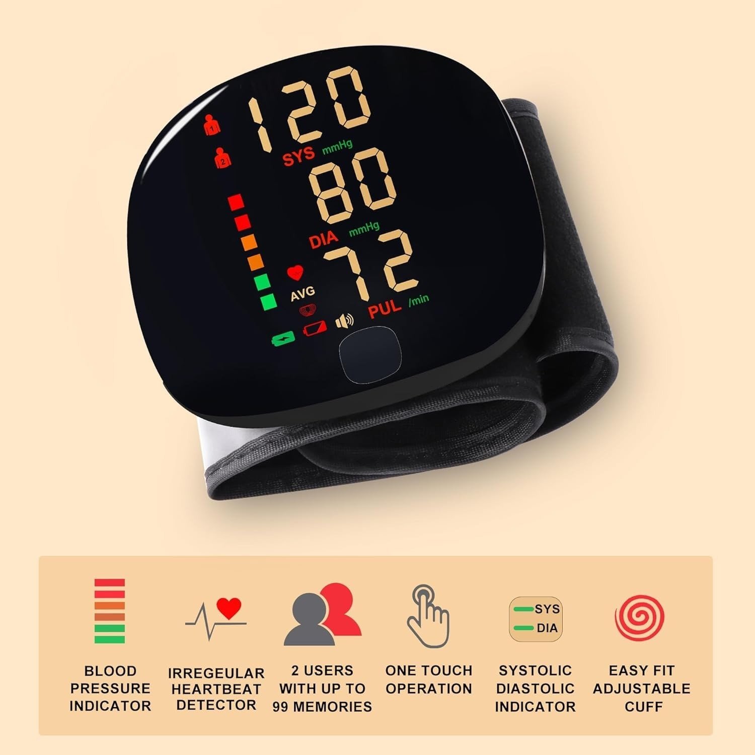 Rechargeable Wrist Blood Pressure Monitor