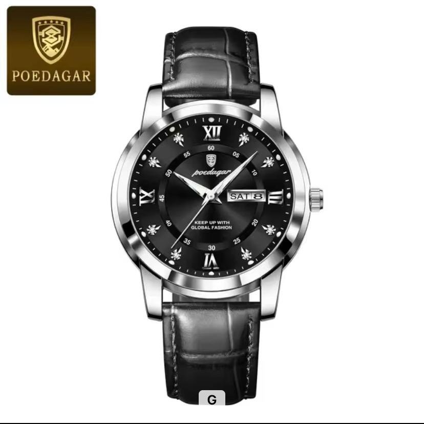 brown strap white dial gold ring