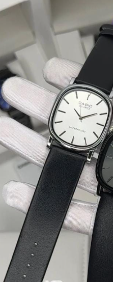 Silver with black strap white dial