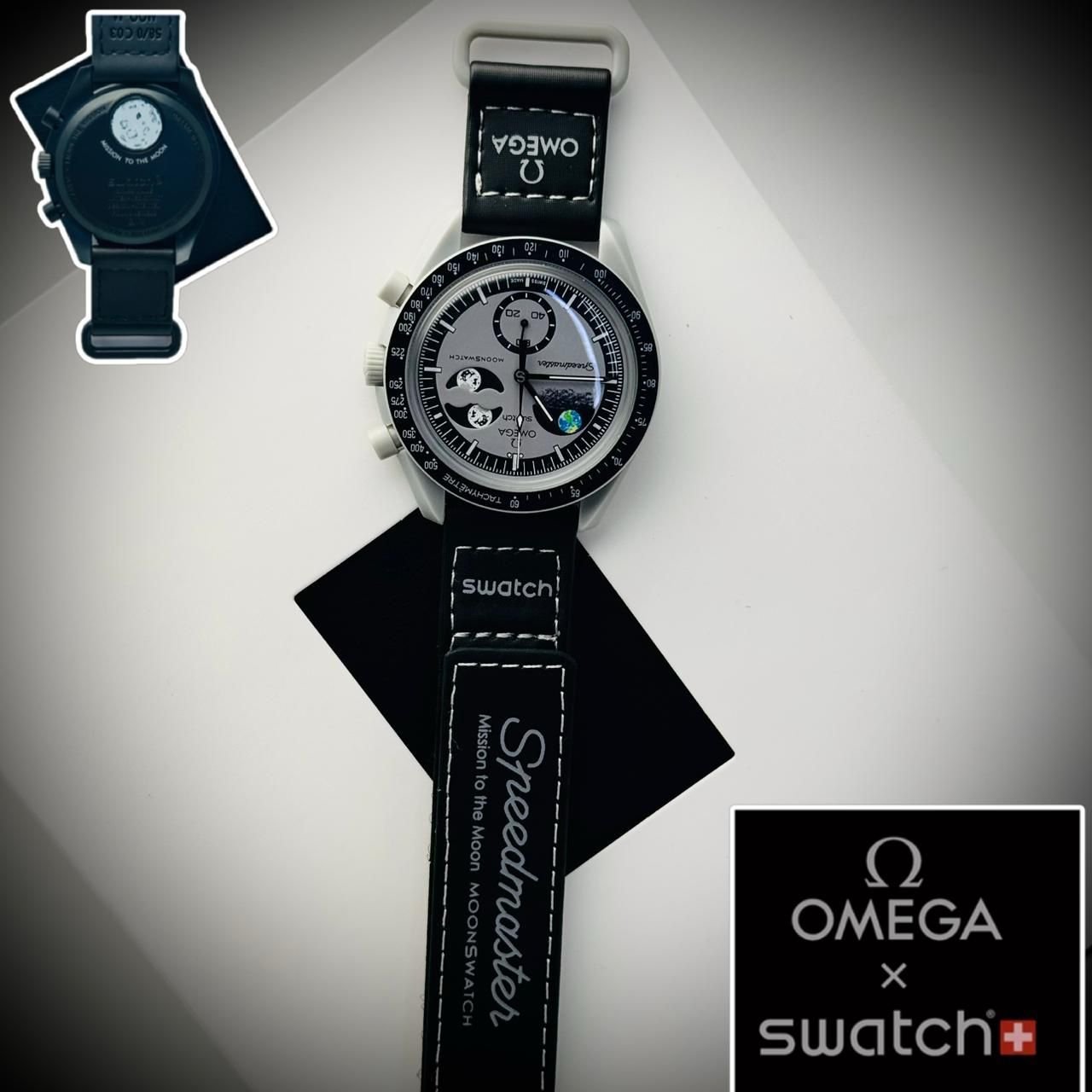 Black strap grey dial white needle's