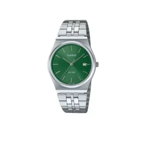silver with green dial