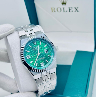 Silver with Green Dial