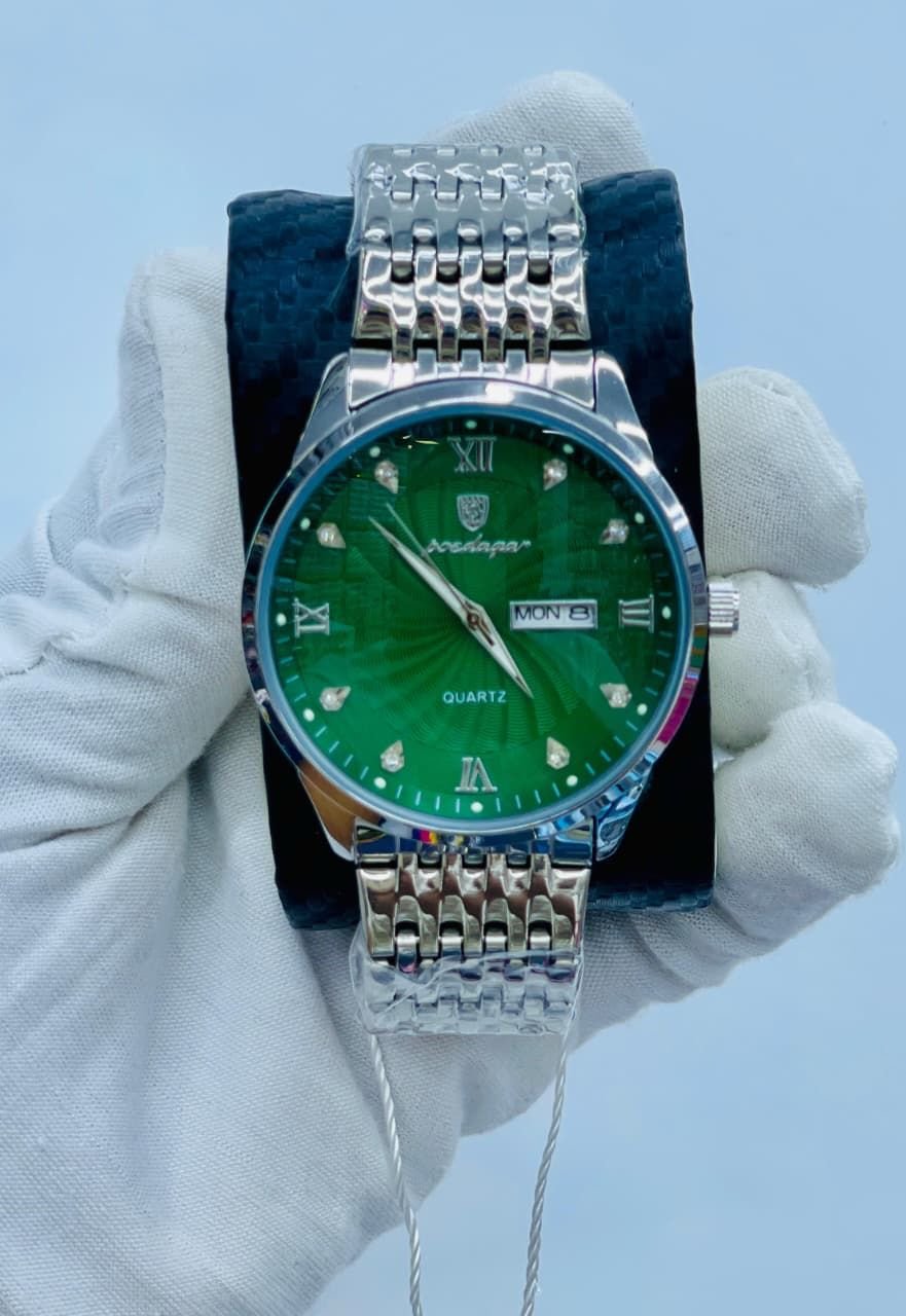 Silver Chain Green Dial