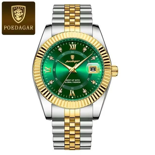Silver Chain Gold Ring  Green Dial