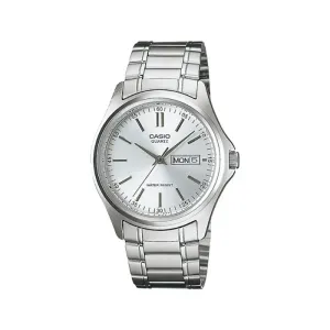 silver chain with white dial