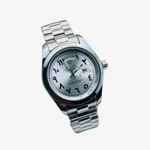 Silver with White Dial