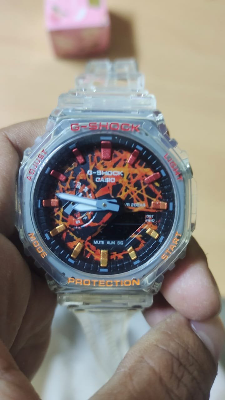 clear strap with orange mix color