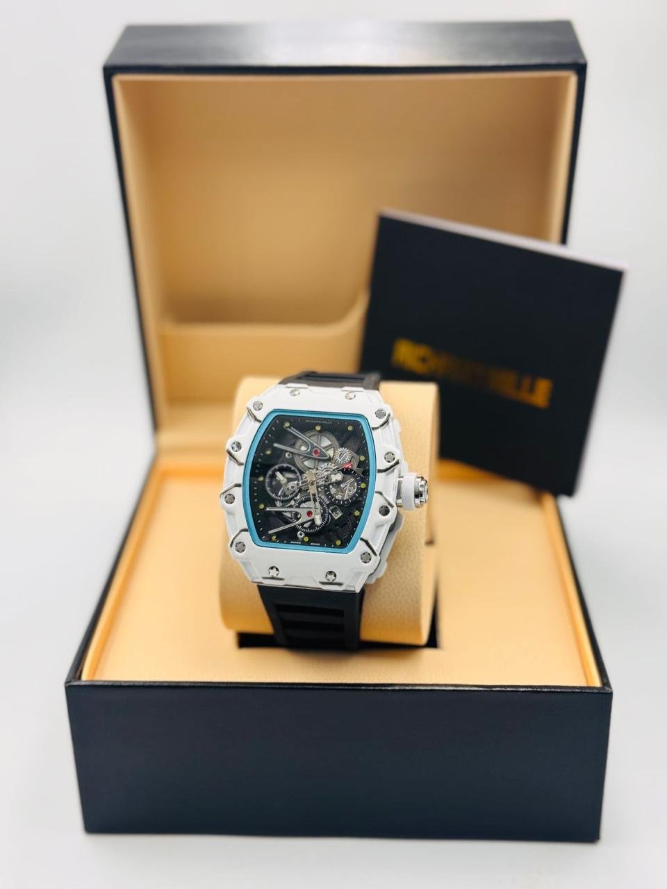 Black Strap Silver Dial